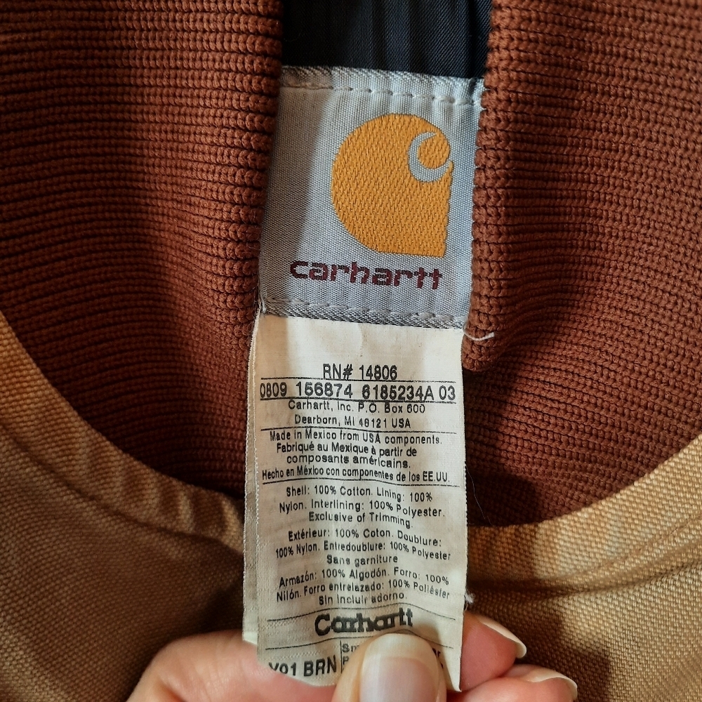 Vintage Y2K Carhartt Brown Duck Canvas Quilt Artic Lined Vest V01-BRN Size Small - Picture 10 of 14